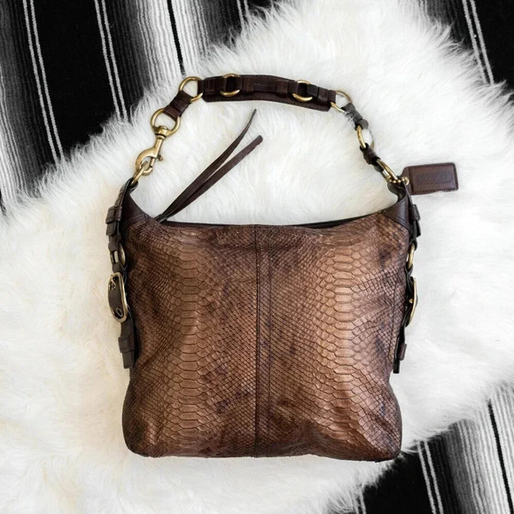 COACH *!VERY RARE!* BLEECKER EXOTIC PYTHON HOBO SHOULDER BAG - Picture 1 of 13